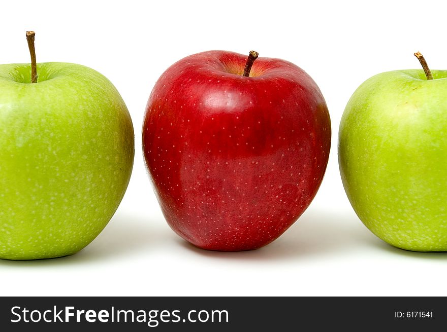 Tasty fresh apples isolated over white background