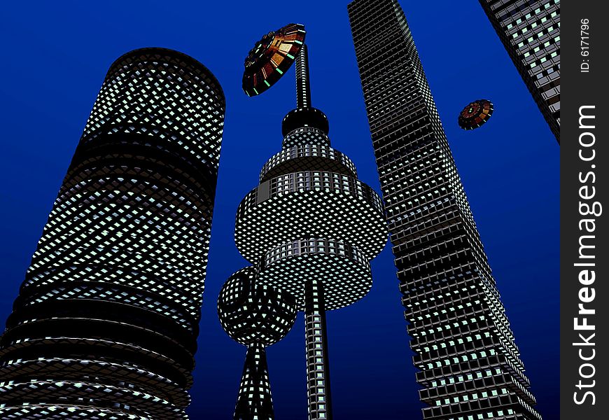 Image of futuristic city from fantasy tale