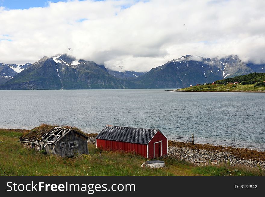 Fishermen's cabins at the lake