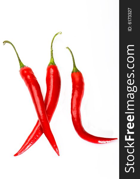 Red peppers on a white background