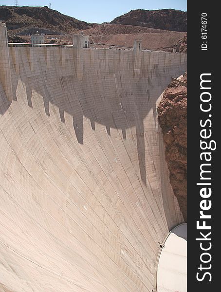 Mighty wall of a Hoover Dam. Nevada. USA