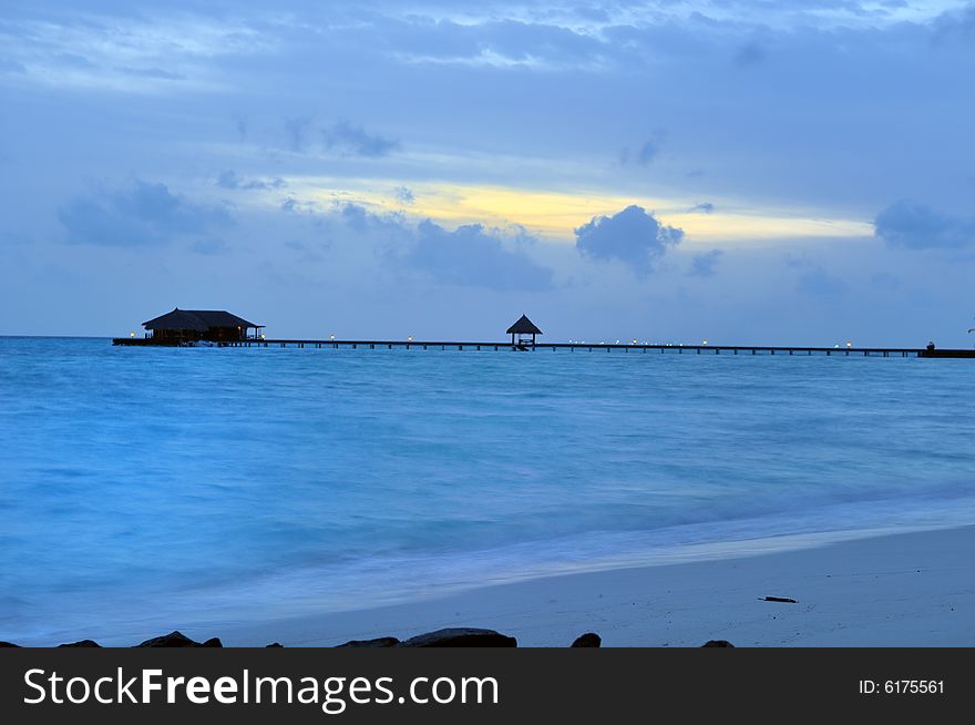 Night time in tropical island in Maldives