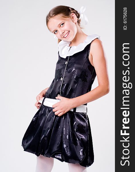 Posing Schoolgirl In Dress