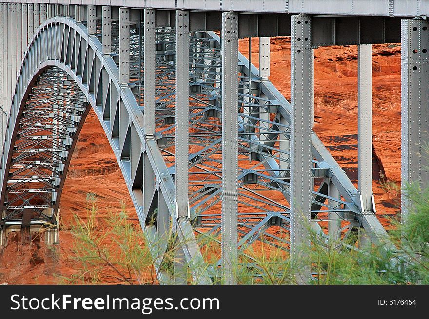 Details of the construction of a bridge made of steel