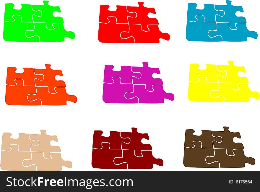 Illustration of puzzle in nine color