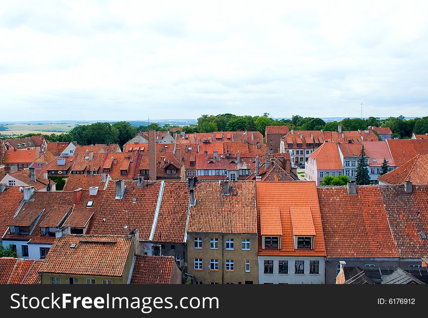 Panorama of old city, colourful photo from Polish