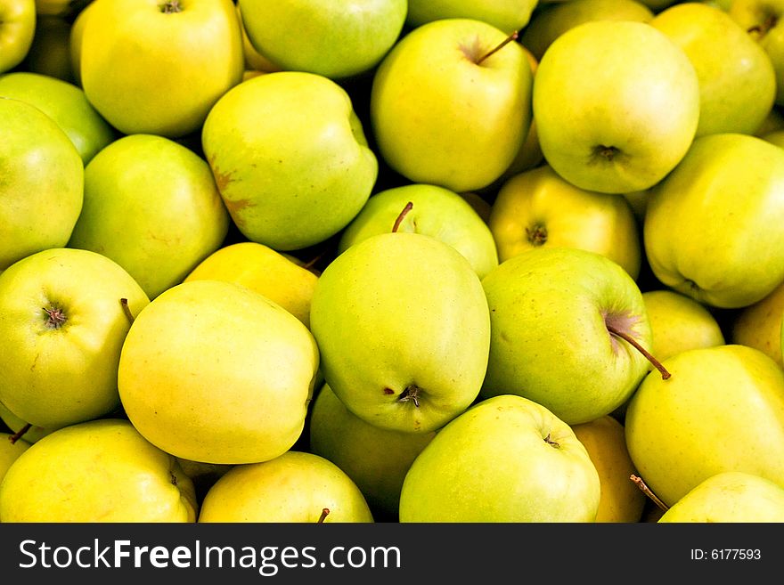 Bunch of fresh and sweet yellow apples