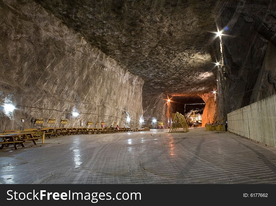 Inside view of salt mine