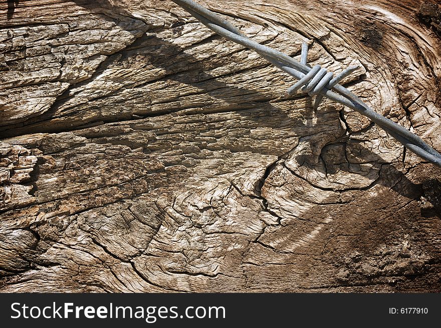 Aged Wood Texture and Barbed Wire