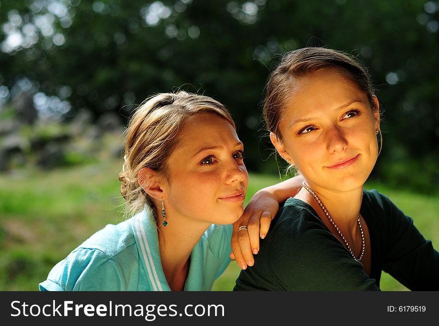 Best Friends in a public park