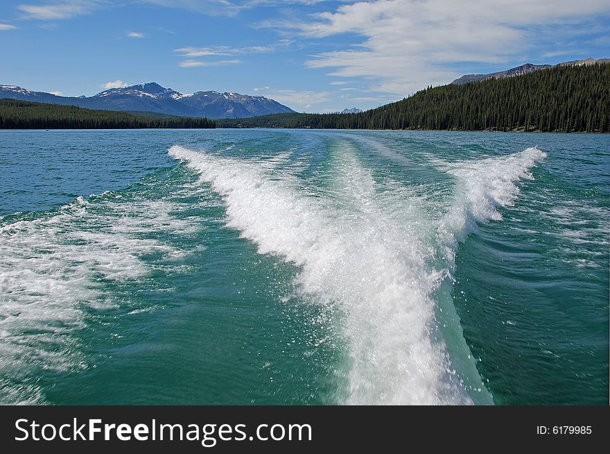 Magline lake on a sunny day Jasper National Park Alberta Canada