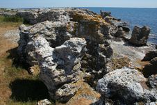 Seaside With Boulders - Sweden, Gotland Royalty Free Stock Photo