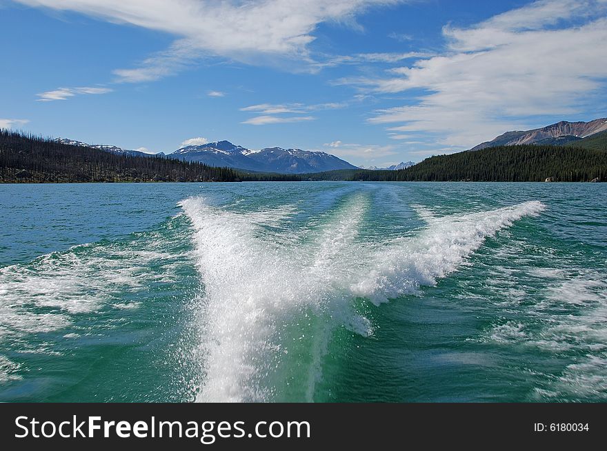 Magline lake on a sunny day Jasper National Park Alberta Canada