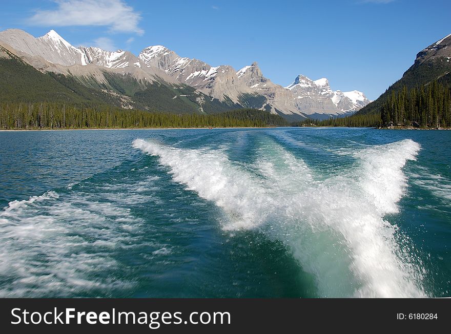 Magline lake on a sunny day Jasper National Park Alberta Canada