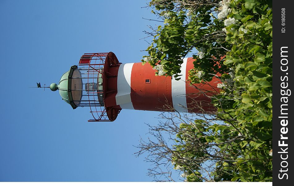 Red and white lighthouse from Gotland