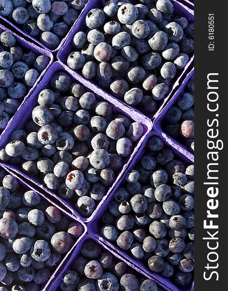 Boxes of blueberries. Vertically framed photo. Boxes of blueberries. Vertically framed photo.