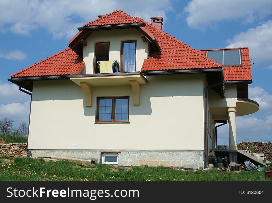 House with red roof, poland. House with red roof, poland