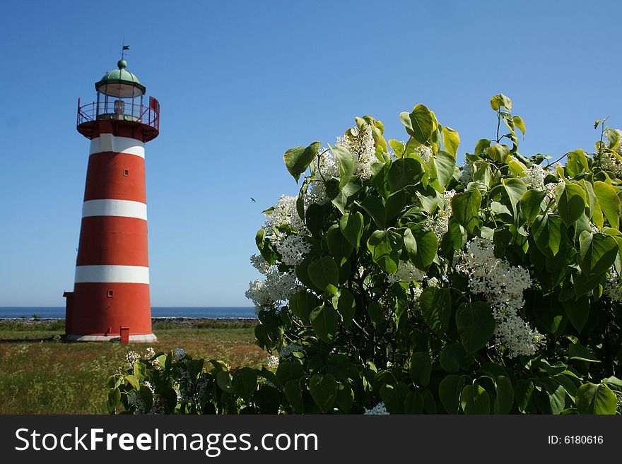 Lighthouse from sweden, gotland, red and white. Lighthouse from sweden, gotland, red and white