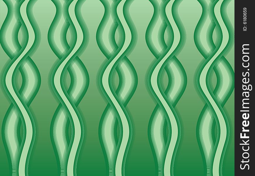 A vector illustration of a green streamer pattern. A vector illustration of a green streamer pattern
