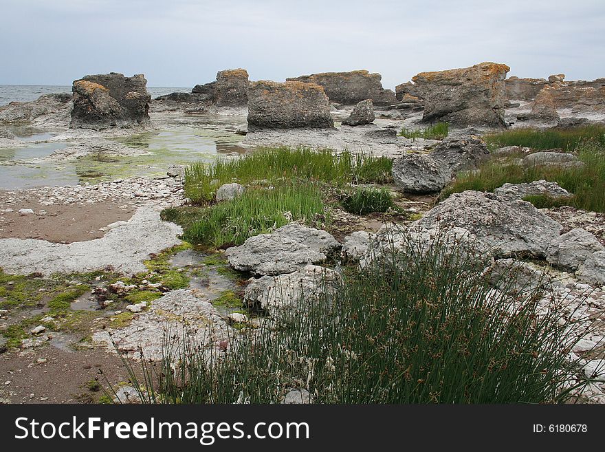 Rocks and shoreline Sweden, Gotland