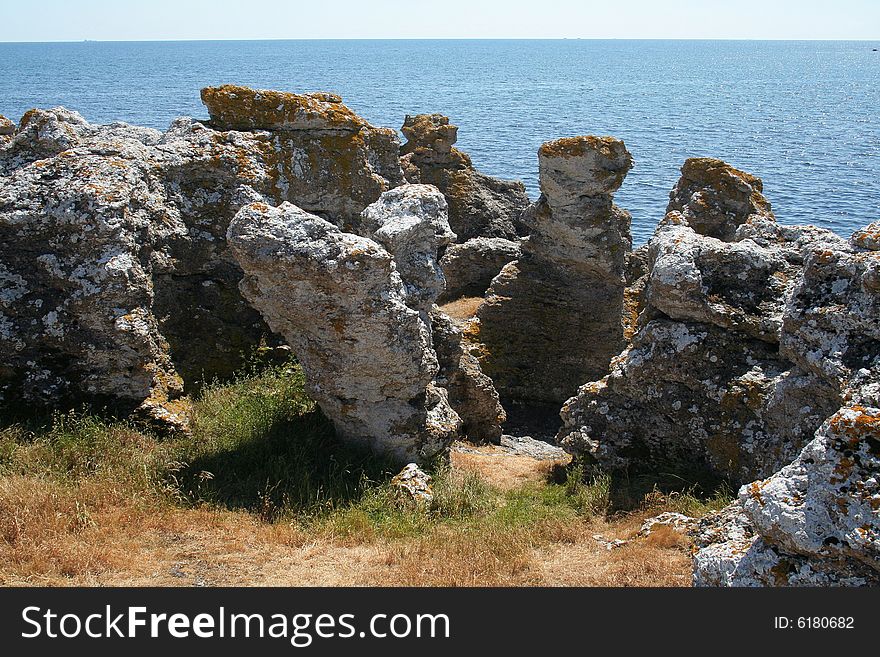 Shoreline and boulders from holmhallar, gotland. Shoreline and boulders from holmhallar, gotland