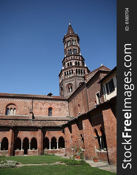 The courtyard of Chiaravalle church, near Milan (Italy). The courtyard of Chiaravalle church, near Milan (Italy)