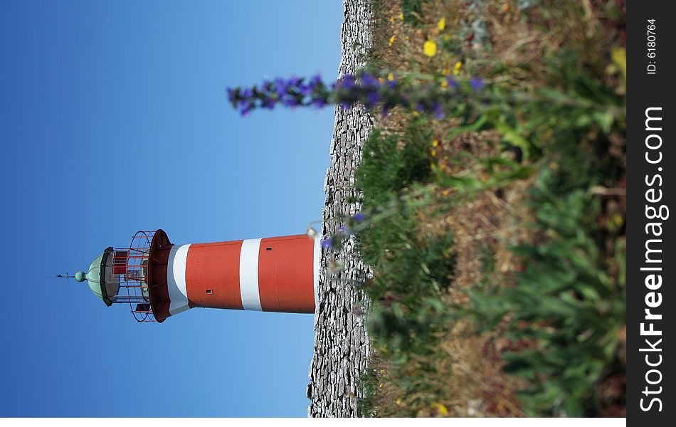 Red and white lighthouse from Gotland