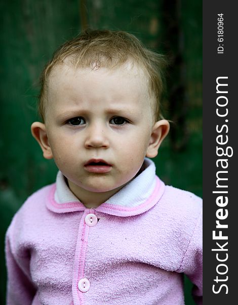 Portrait of a girl on a background of fence. Portrait of a girl on a background of fence