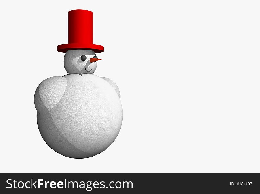 Abstract 3D snowman isolated over white, copy space