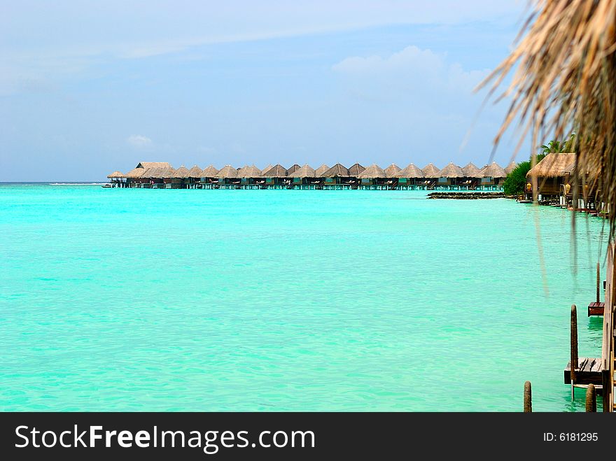 Beautiful ocean view from tropical island in Maldives