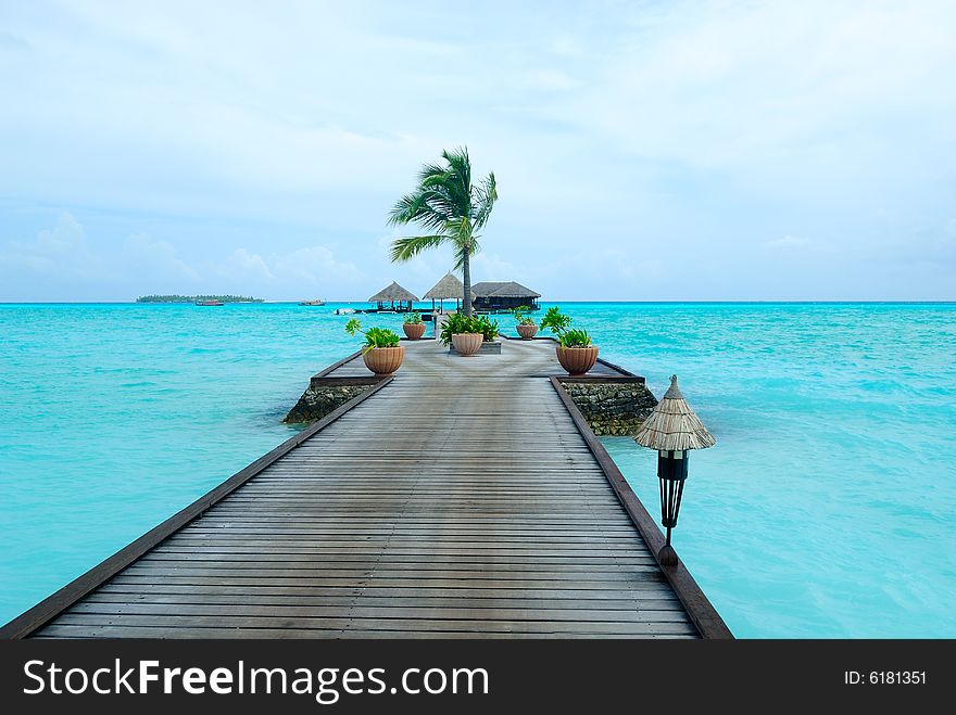 Beautiful ocean view from tropical island in Maldives