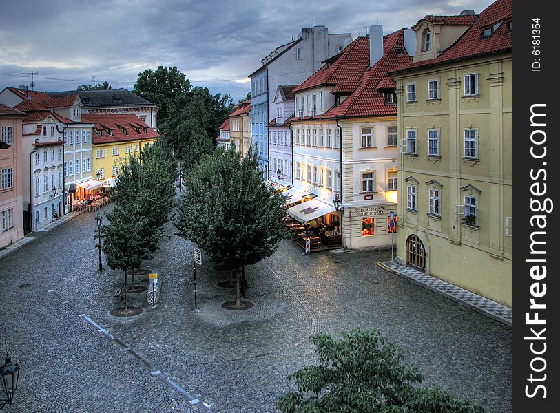 A Square In Prague By Night