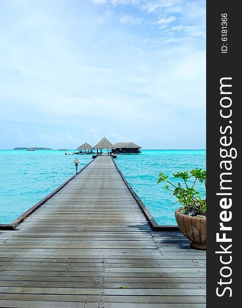 Beautiful ocean view from tropical island in Maldives