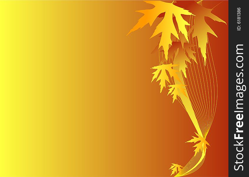 Silhouettes of leaves, background, yellow, orange