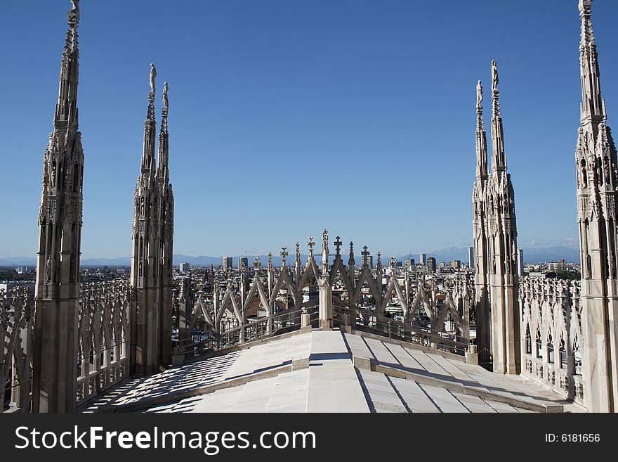 Agibile terrace of the gothic cathedral