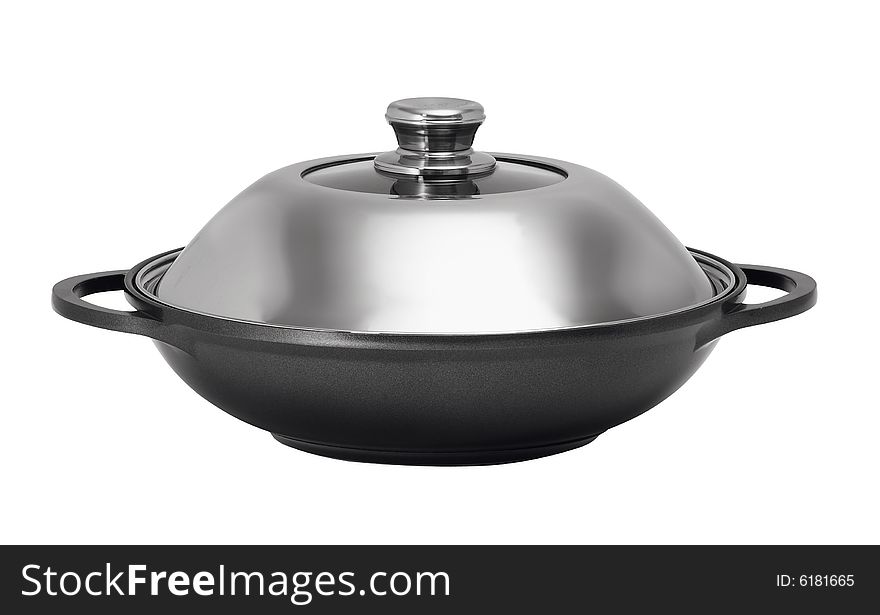 Fry pan on a white. Fry pan on a white