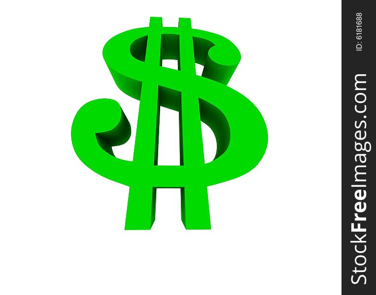 3d green dollar render. Success symbol.