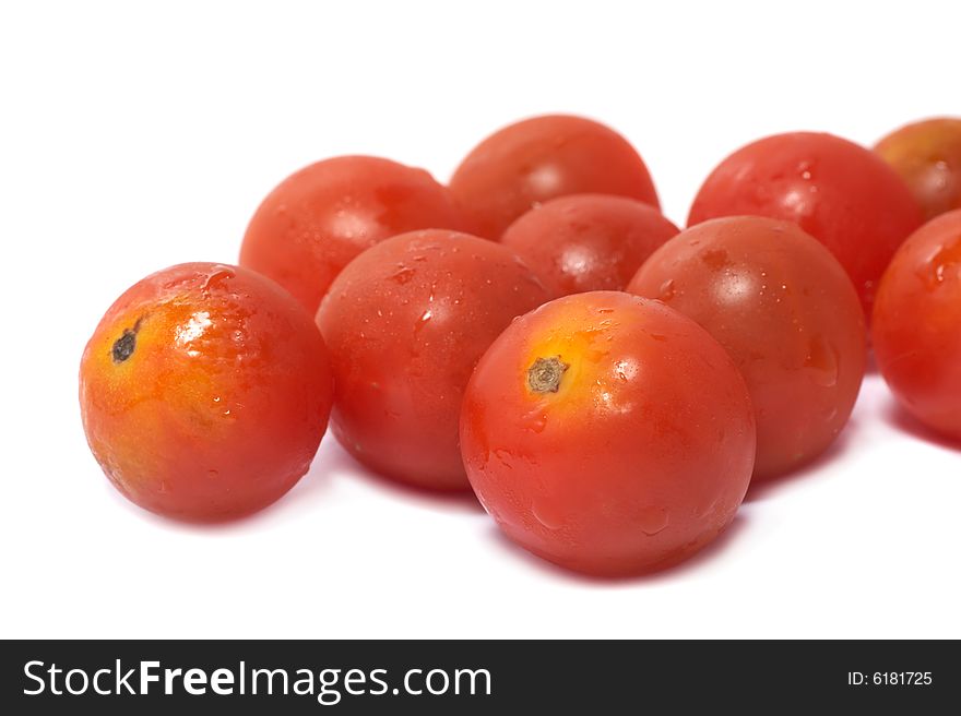 Tomatoes cherry on a white background