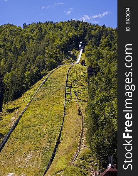 The world biggest ski jumping hill Planica, Slovenia in summer time. The world biggest ski jumping hill Planica, Slovenia in summer time.