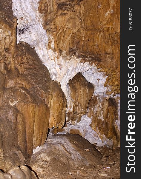 Texture of stalctites in a small cave. Texture of stalctites in a small cave