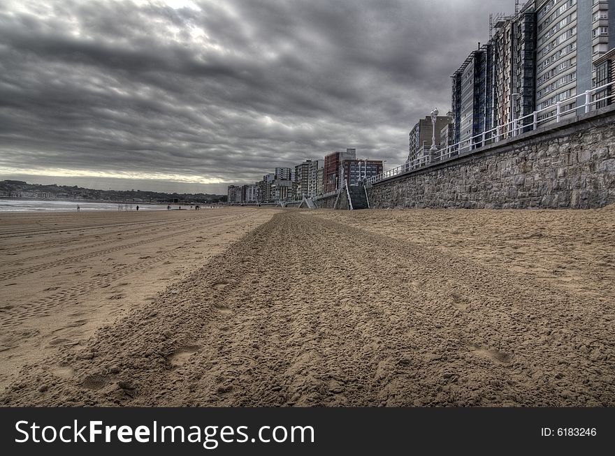 Cloudy beach