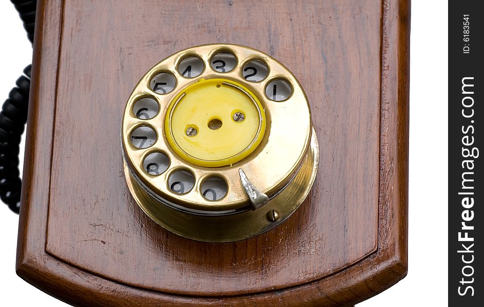 Close view of the dialer of vintage phone
