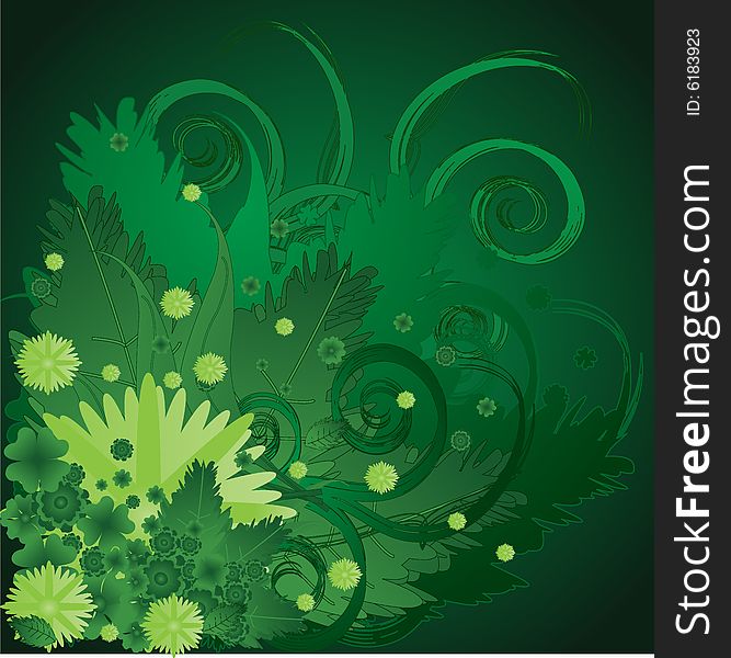 Floral background green vector illustration