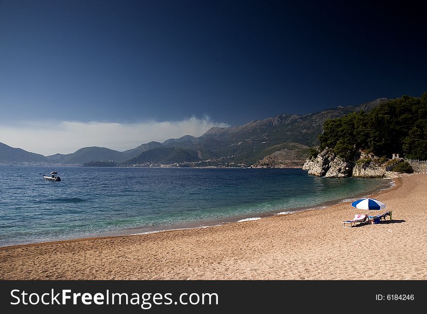 Beach in montenegro,Sveti Stefan