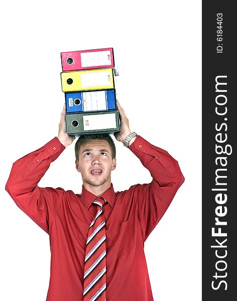 Young man with registers on head