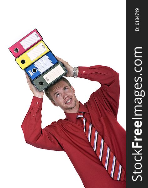 Young man with registers on head