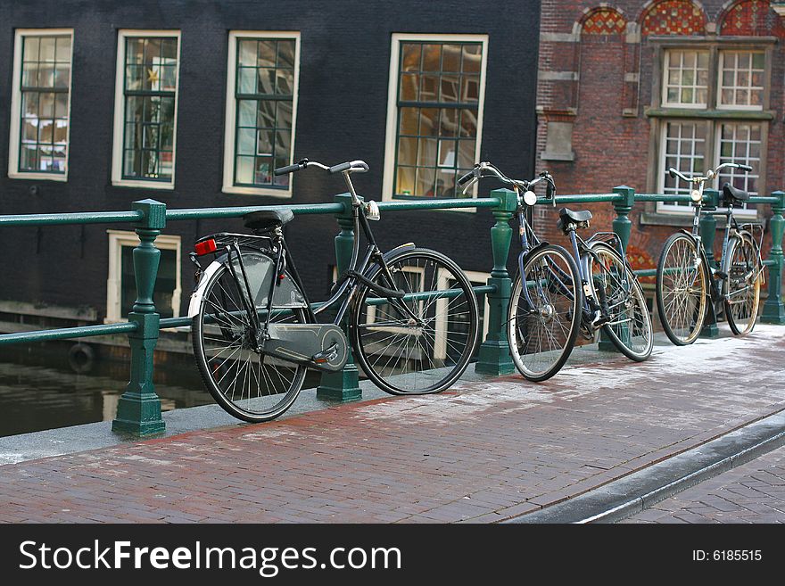 Three Bikes In The Amsterdam