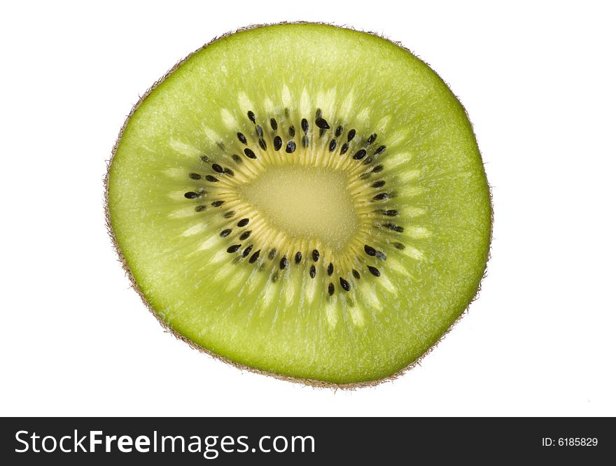 Sliced kiwi in cross section on white background. Sliced kiwi in cross section on white background