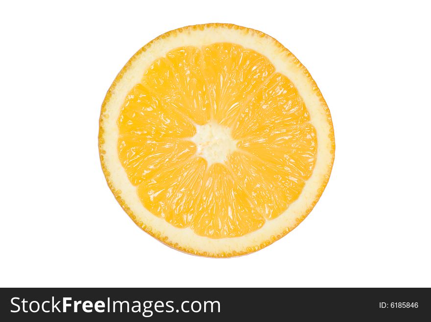 Close up of orange slice isolated on white background. Close up of orange slice isolated on white background