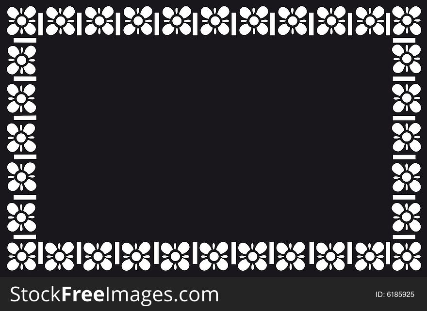Floral  frame, white decorative border, black background. See the rest in the series as well. Floral  frame, white decorative border, black background. See the rest in the series as well.